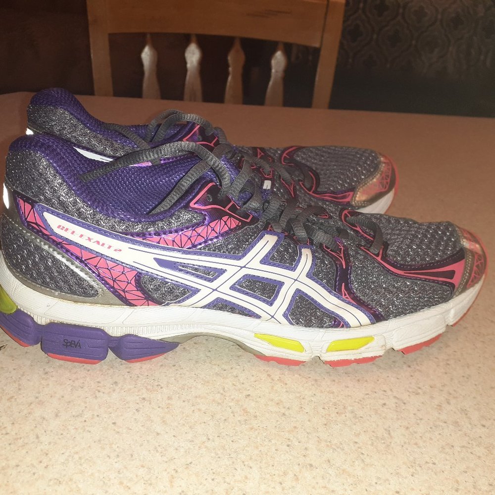Asics Womens Gel Exalt 2 Purple Pink Gray Running Shoes Sneakers Size 8.5